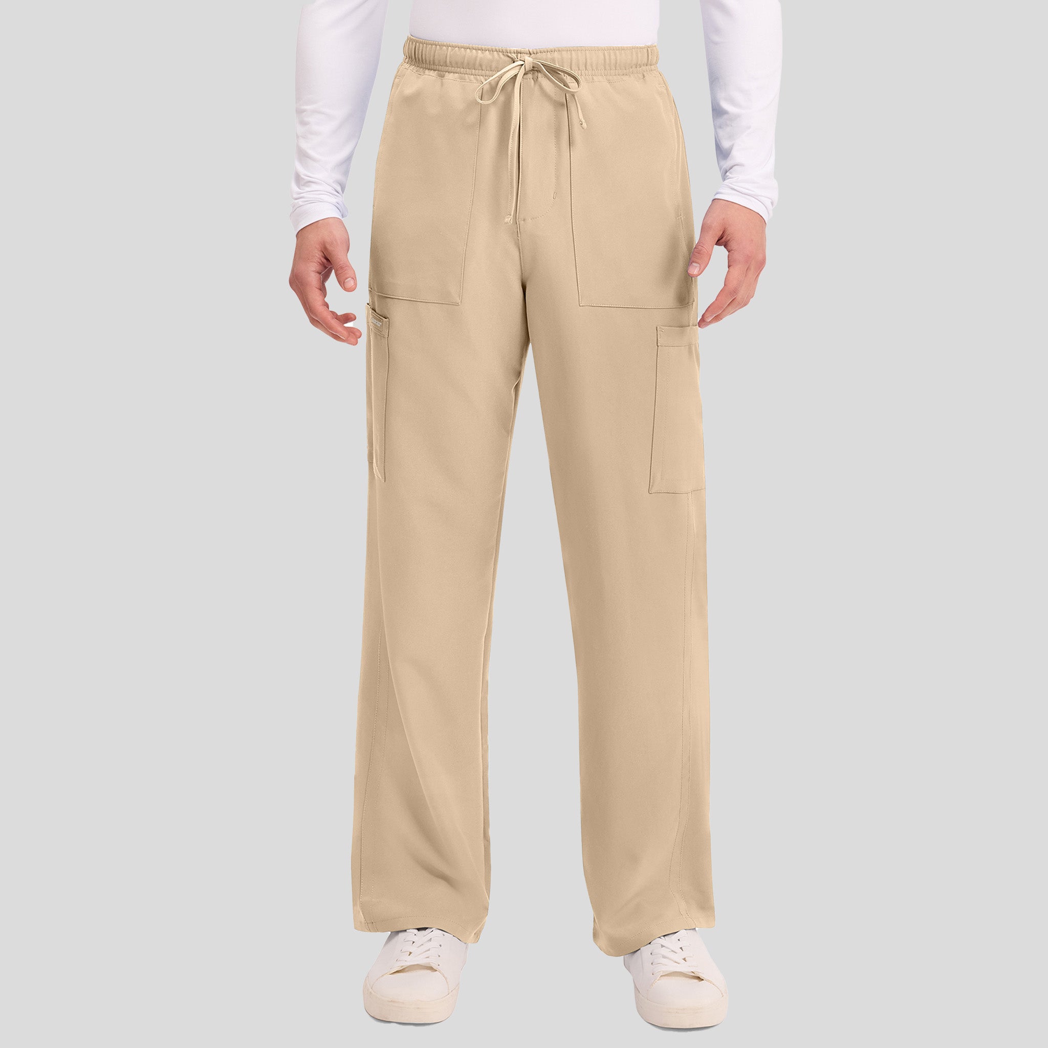 Men's Zip Fly Cargo Straight Leg Scrub Pant | Khaki