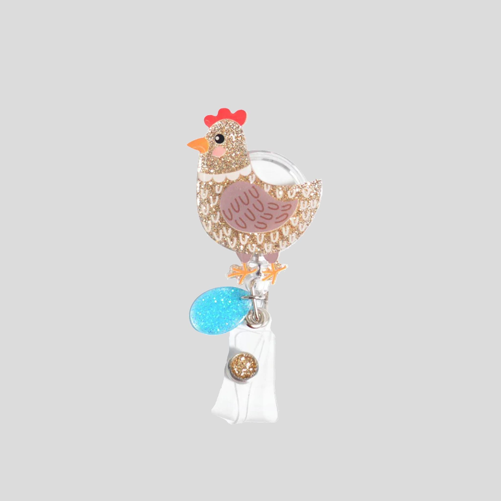 Glitterific Chicken Badge Holder