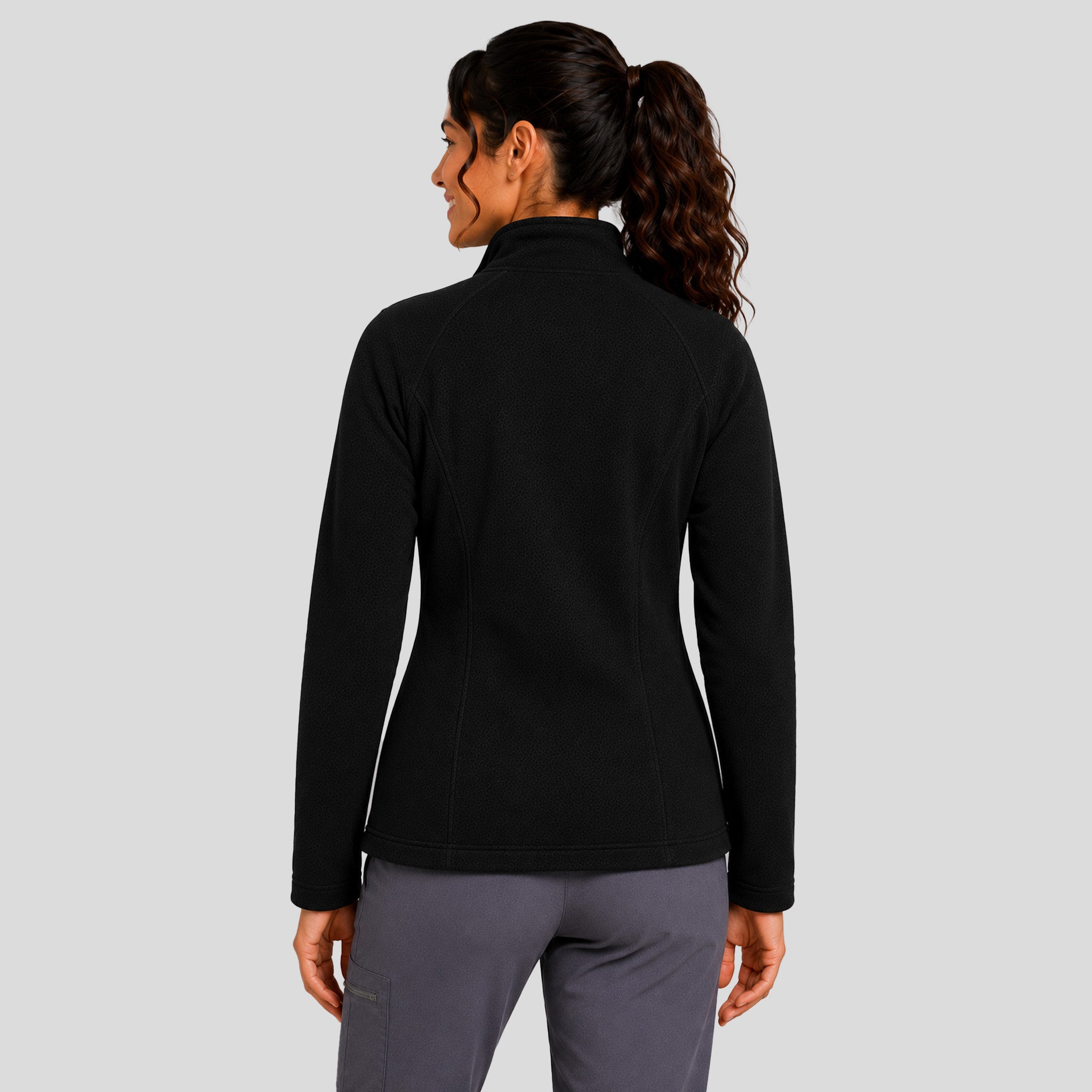 Two-Pocket Bonded Fleece Full Zip Jacket | Black
