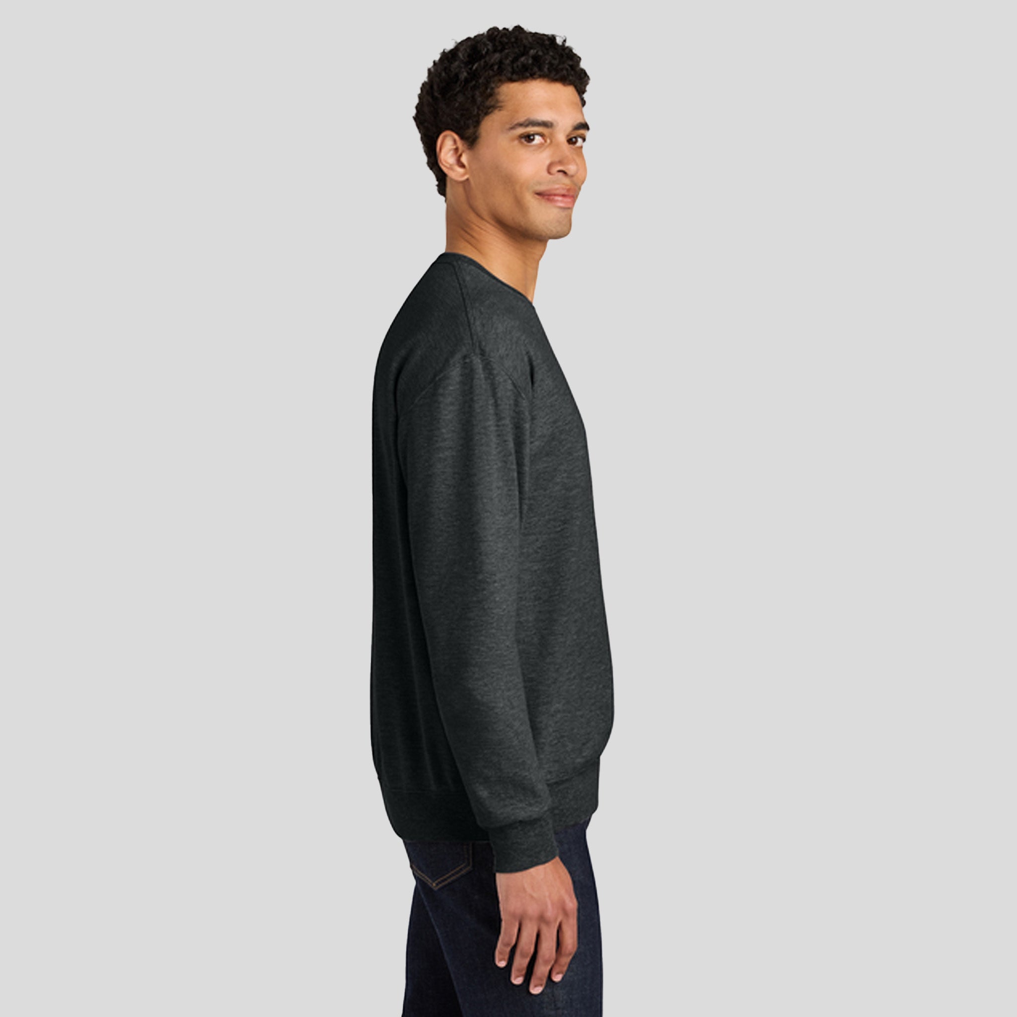 Ultimateβ’ Unisex CVC Ring Spun Crewneck Sweatshirt | Black Ink Heather