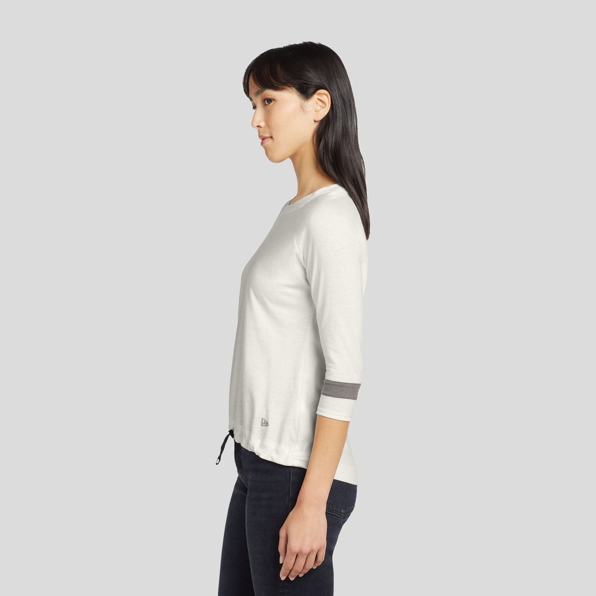 Women's Tri-Blend 3/4-Sleeve Tee | Fan White Solid/Shadow Grey