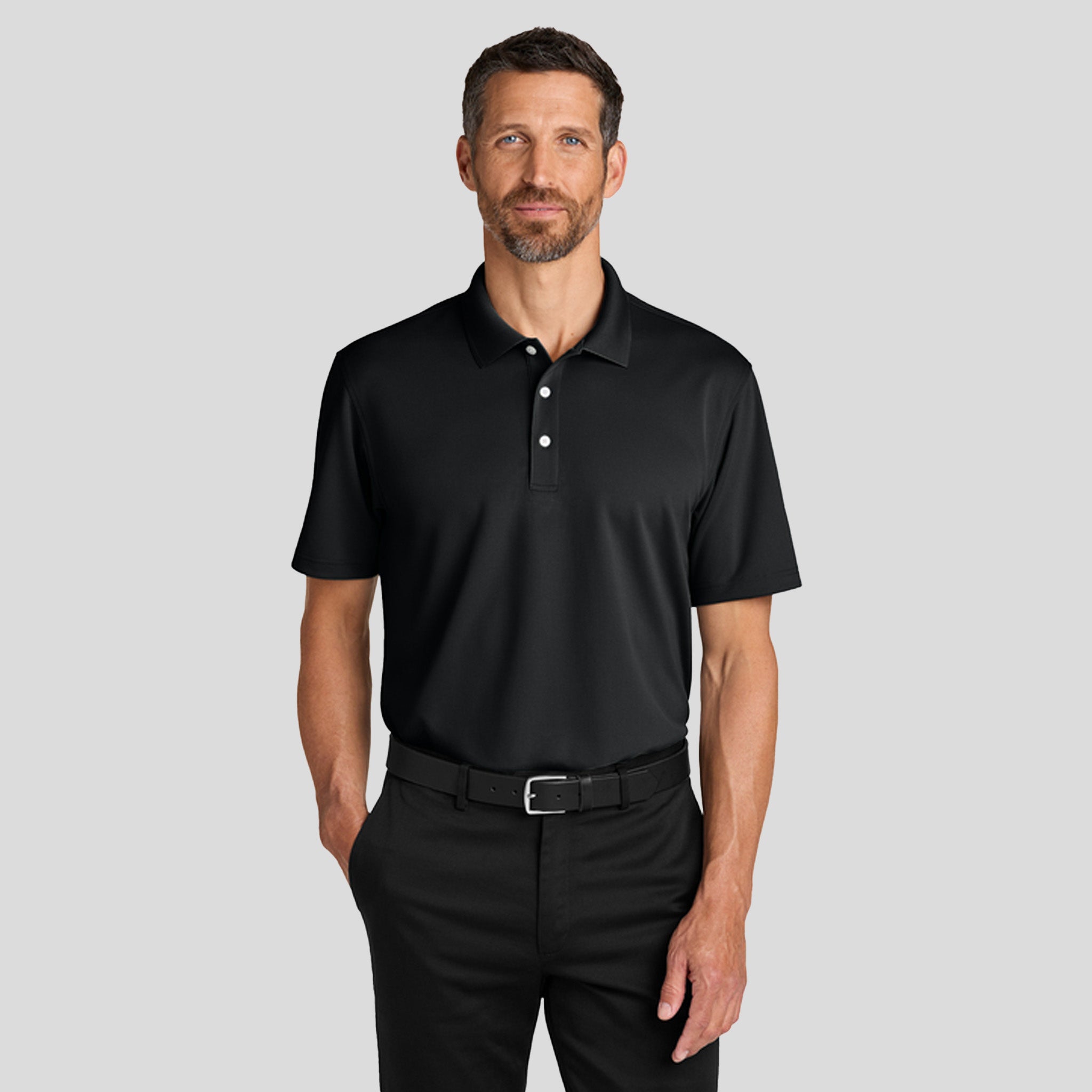 Men's Dry Zoneยฎ Stain-Release Grid Polo | Deep Black