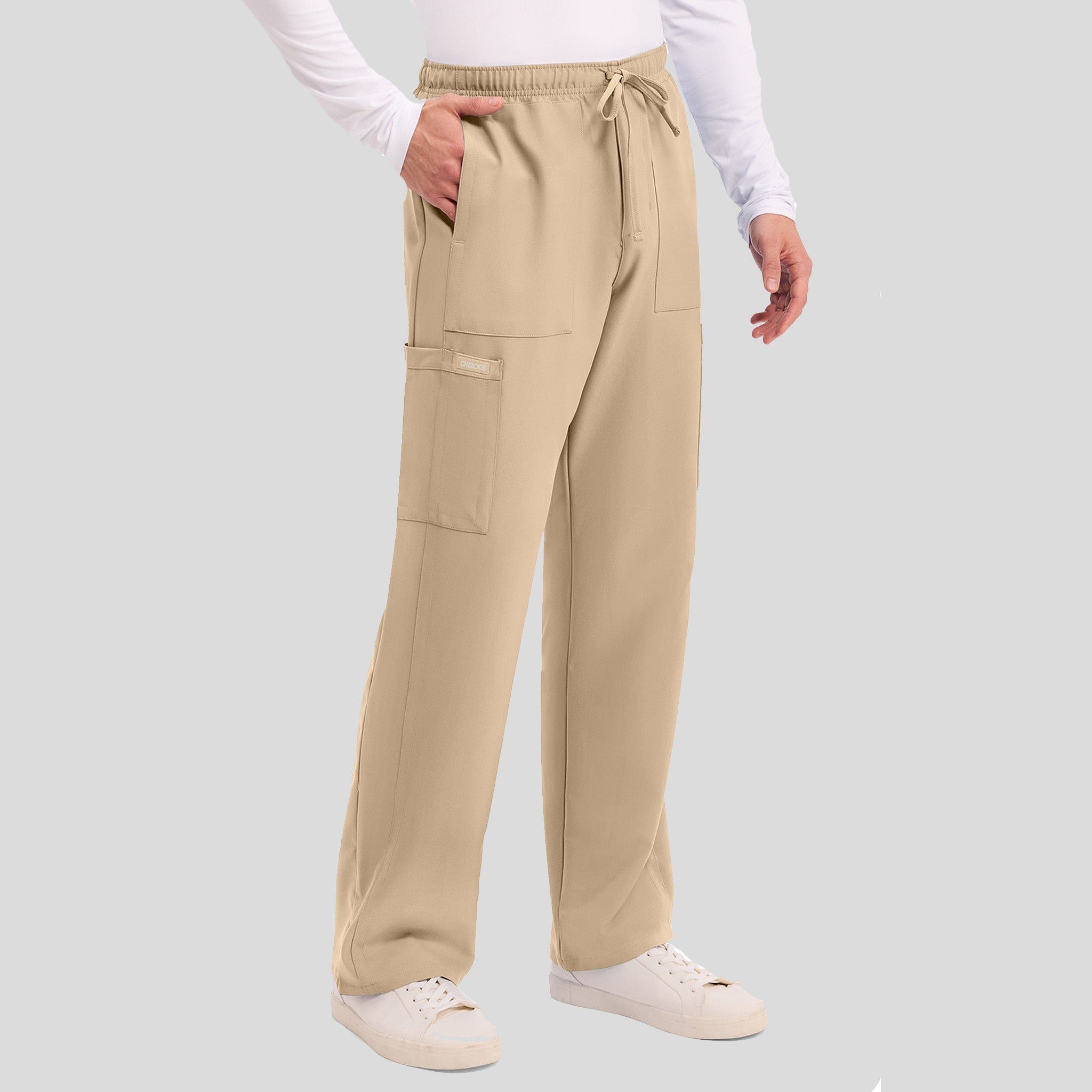 Men's Zip Fly Cargo Straight Leg Scrub Pant | Khaki