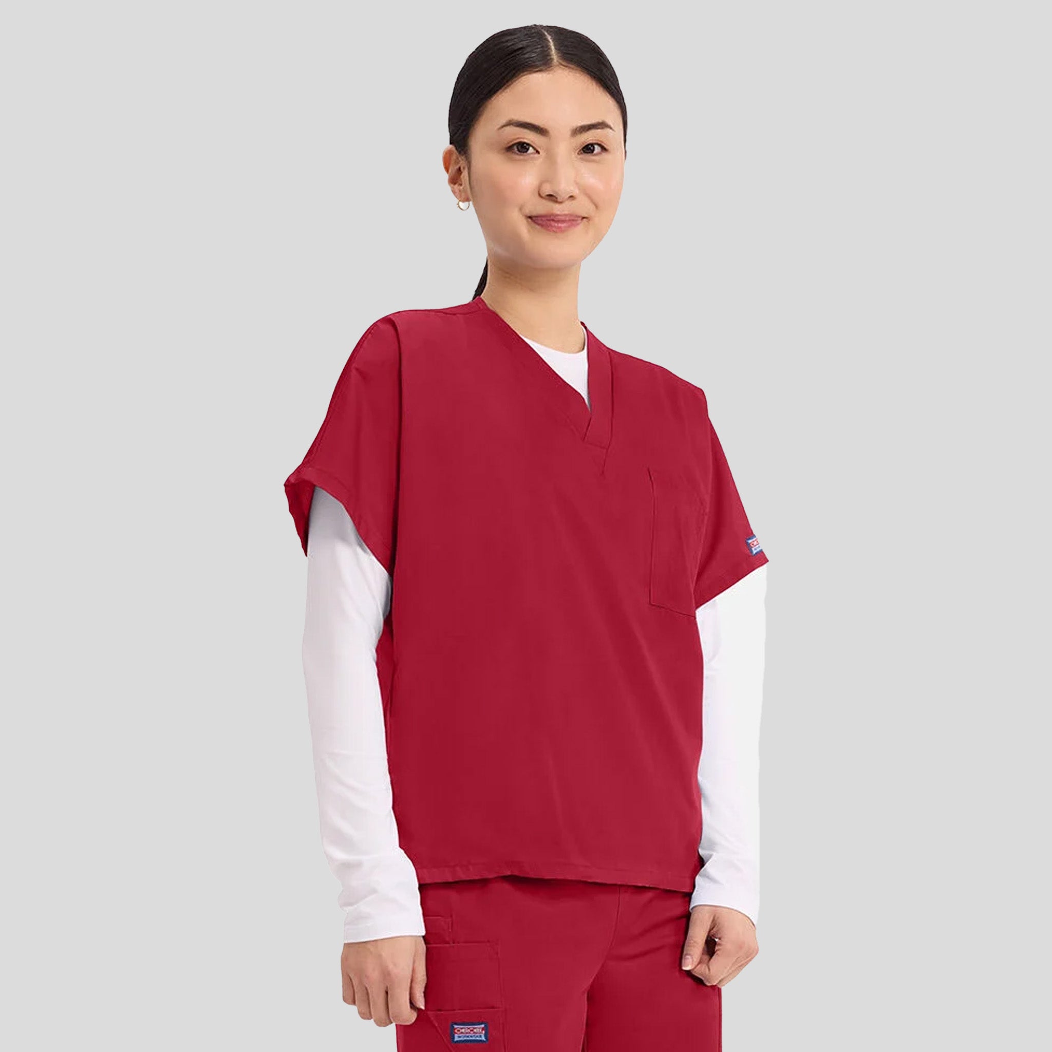 Unisex V-Neck 1 Pocket | Red