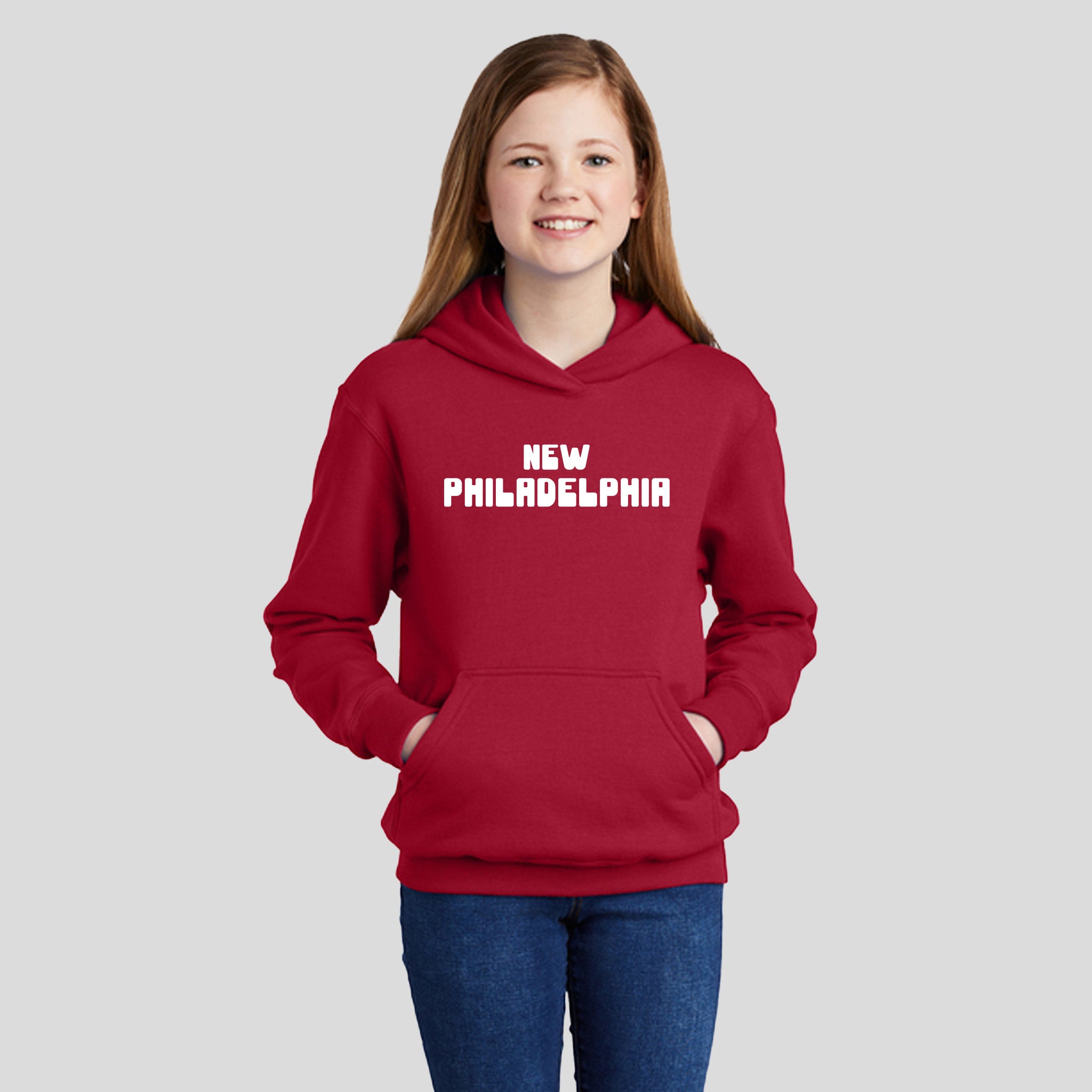Youth New Philadelphia Hooded Fleece Sweatshirt | Red