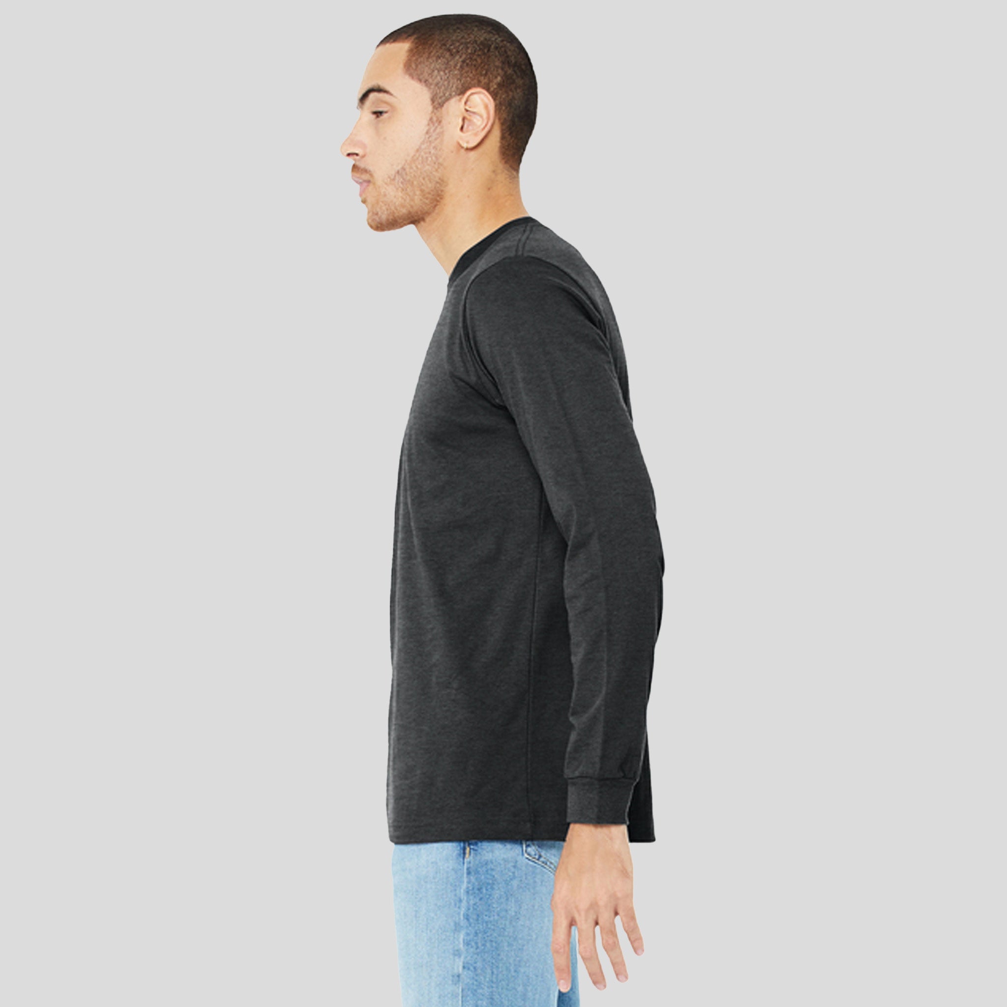 Unisex Heather CVC Long Sleeve Tee | Dark Grey Heather