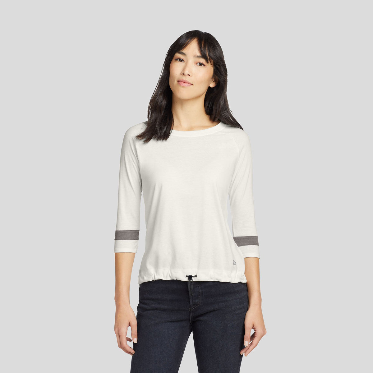 Women's Tri-Blend 3/4-Sleeve Tee | Fan White Solid/Shadow Grey