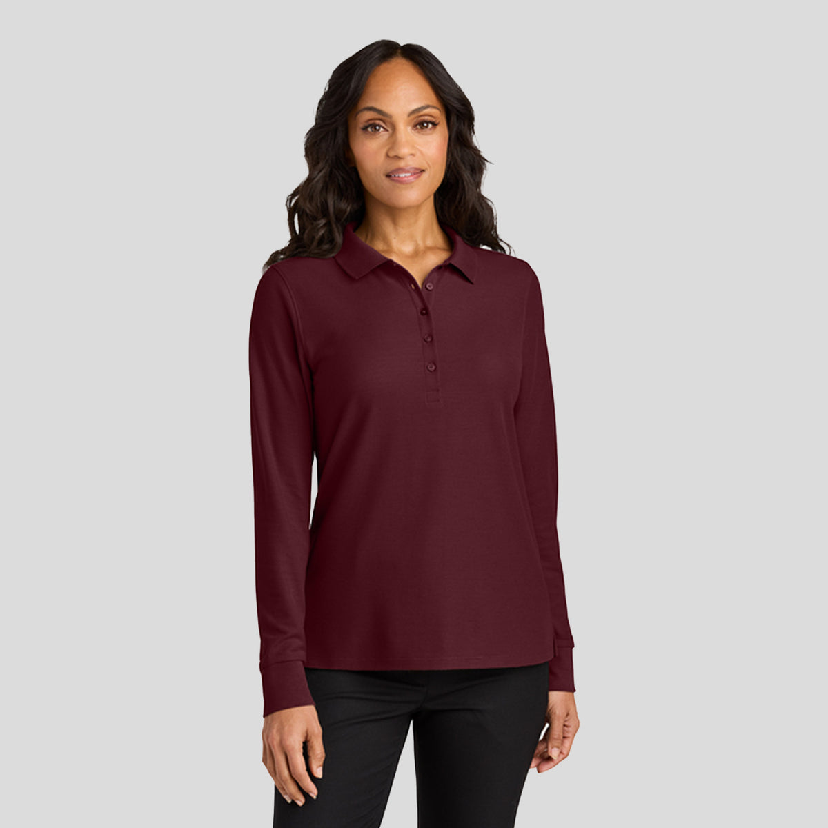 Women’s Wearever Signature Pique Long Sleeve Polo | Burgundy