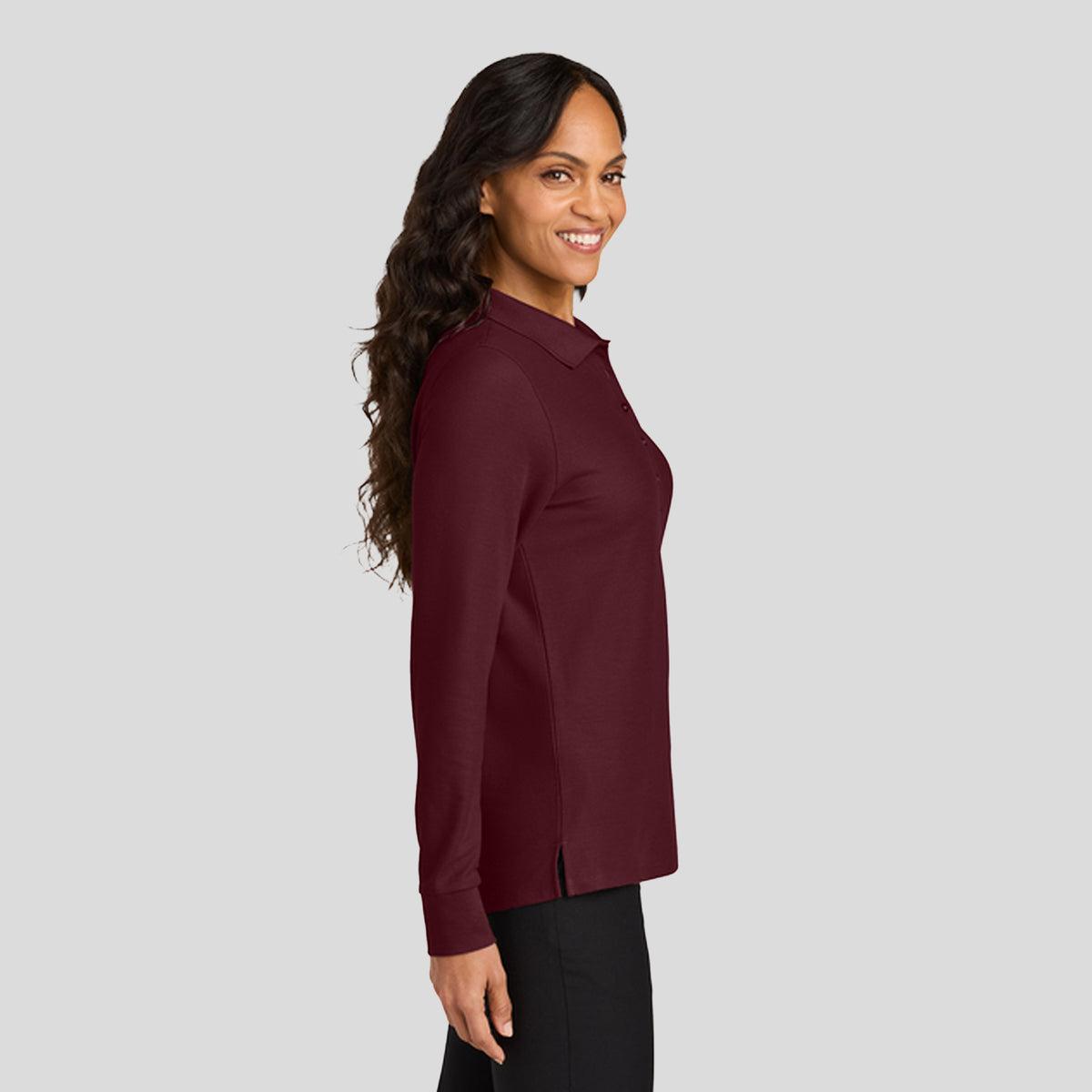 Women’s Wearever Signature Pique Long Sleeve Polo | Burgundy