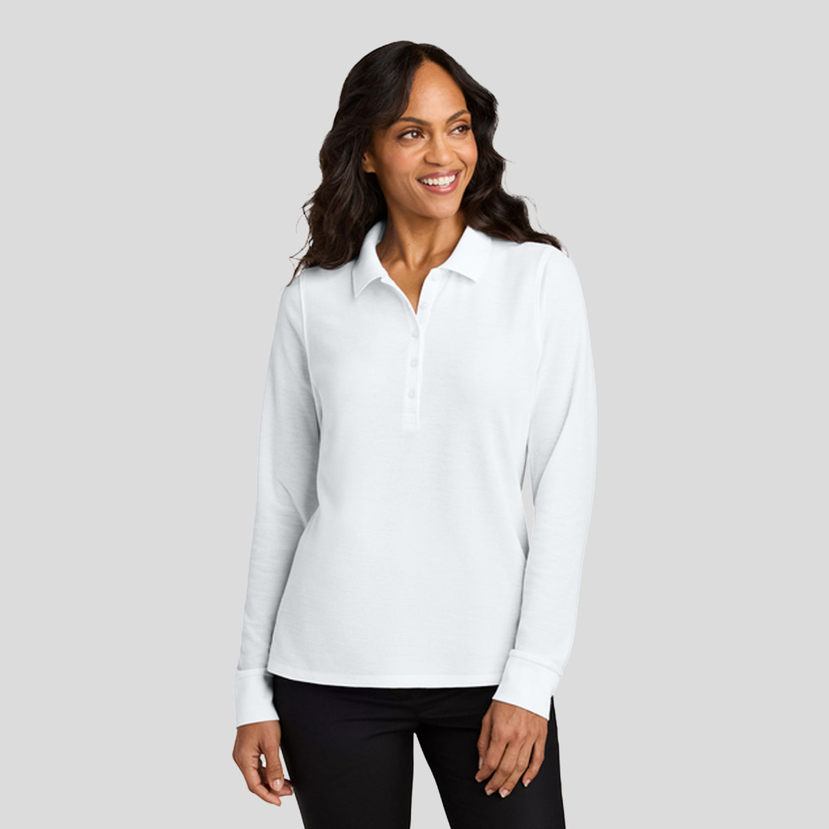 Women’s Wearever Signature Pique Long Sleeve Polo | White