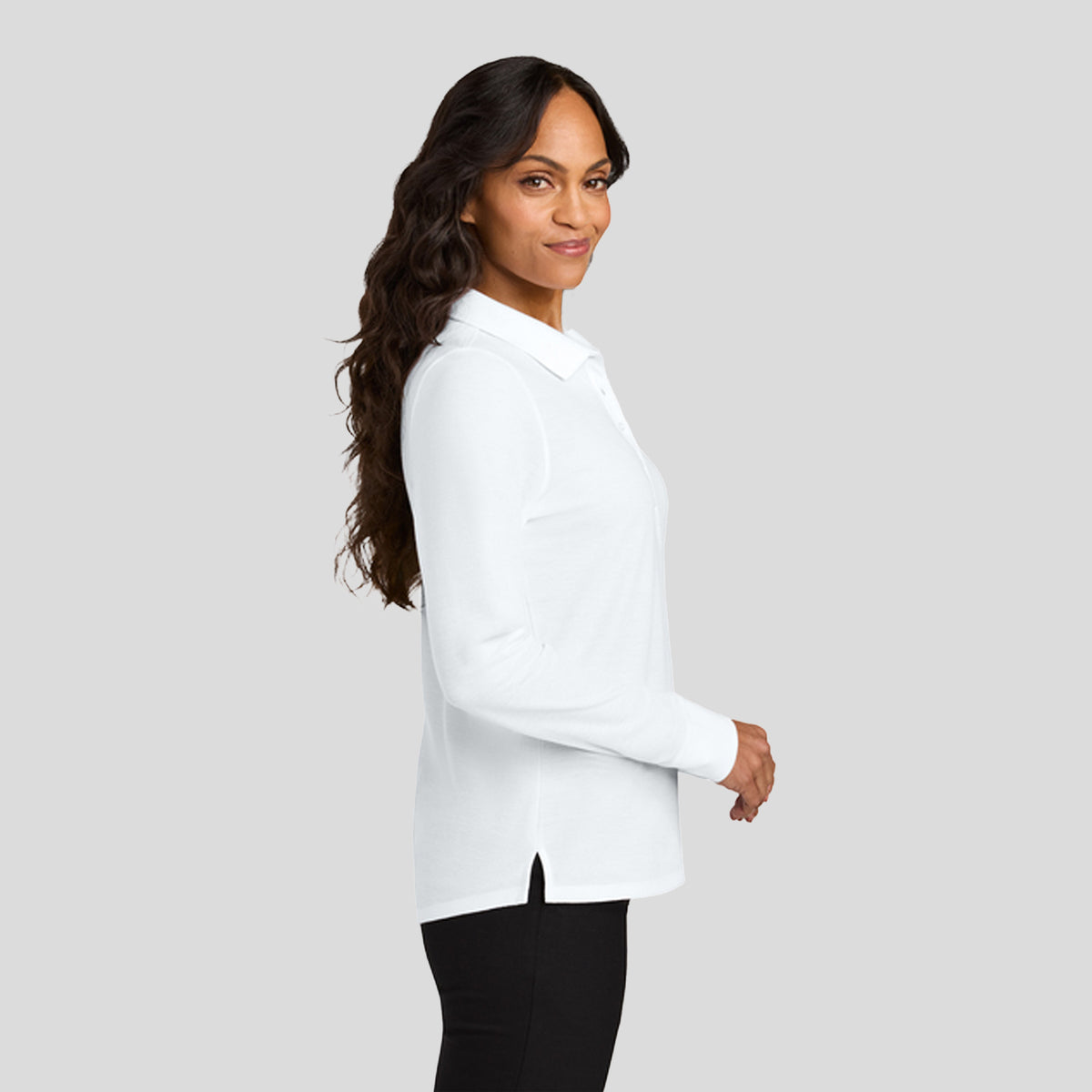 Women’s Wearever Signature Pique Long Sleeve Polo | White