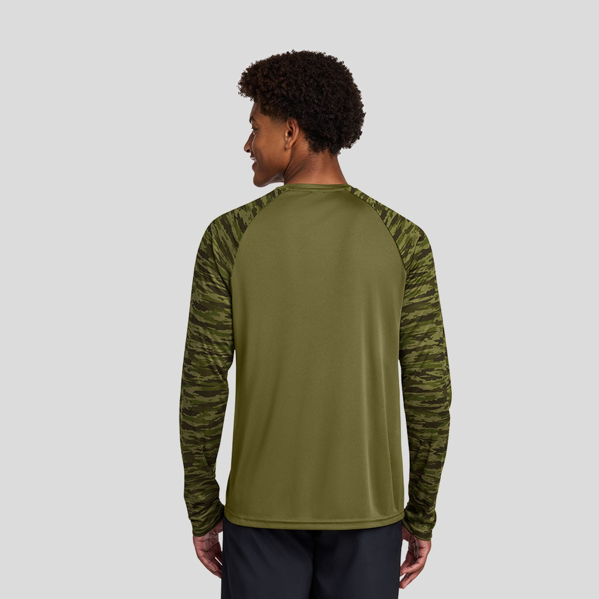 Drift Camo Colorblock Long Sleeve Tee | Olive Drab Green